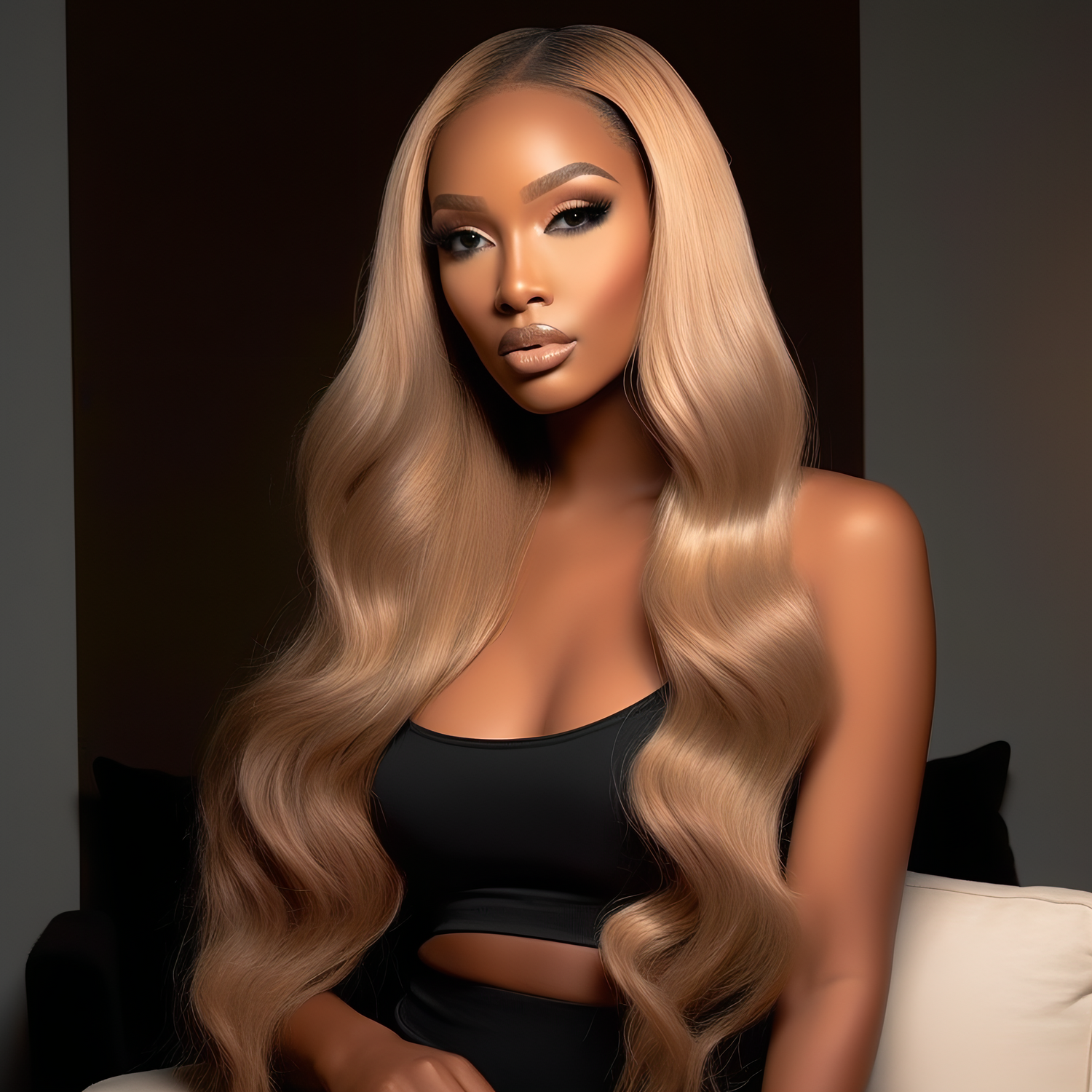 Women wearing honey blonde hair bundles 