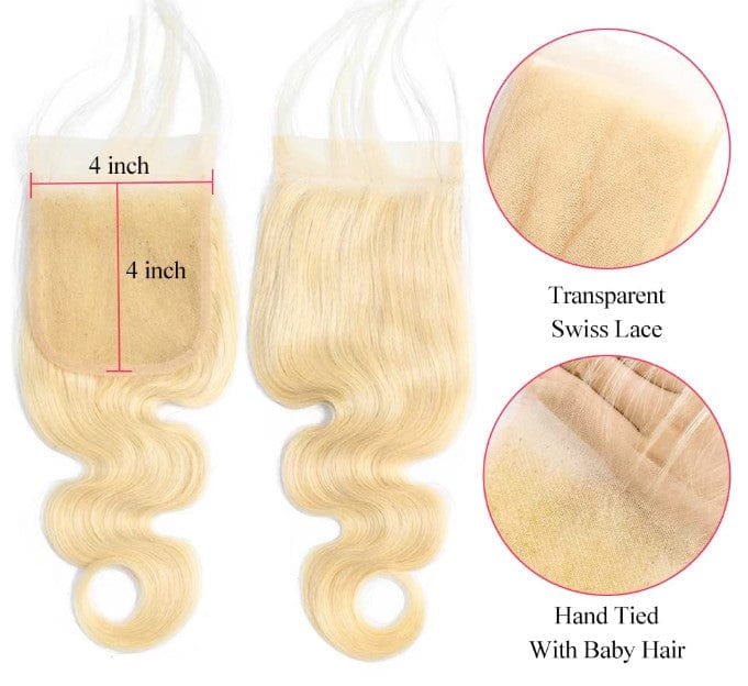 LDB Collections Blonde Body Wave 4x4 Transparent Closure Blonde Body Wave 4x4 Transparent Closure