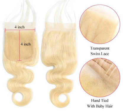 LDB Collections Blonde Body Wave 4x4 Transparent Closure Blonde Body Wave 4x4 Transparent Closure