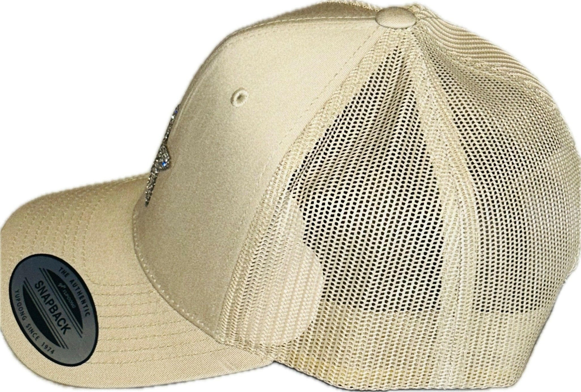 LDB Collections Hat Beige Baseball Hat with Star on Front and Mesh in the Back Unisex