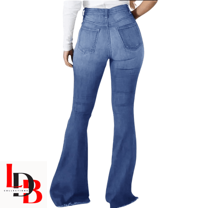 LDB Collections Jeans L “Classic High-Waisted Distressed Straight-Leg Denim Jeans”