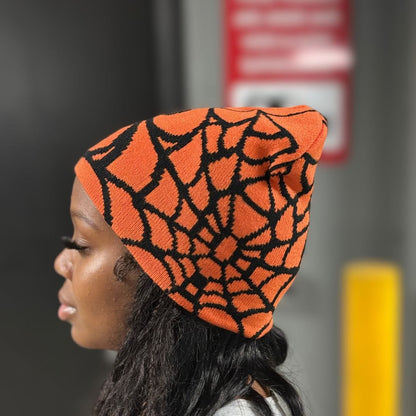 LDB Collections Orange Cute Electric Cobweb Spider Beanies