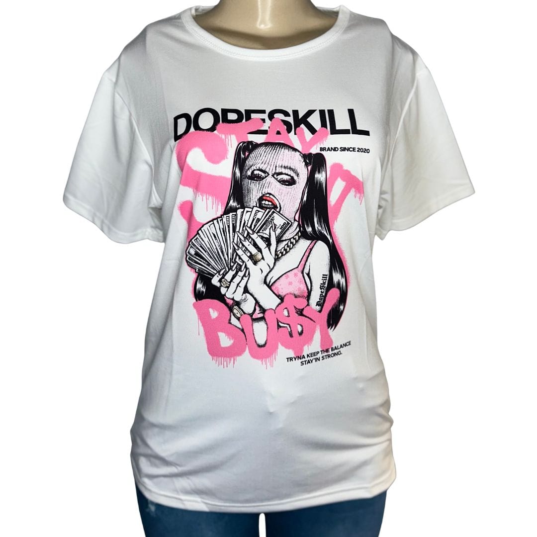 LDB Collections T-Shirt L “DOPESKILL BOSS Graffiti Style White T-Shirt - Urban Streetwear Graphic Tee - Trendy Fashion