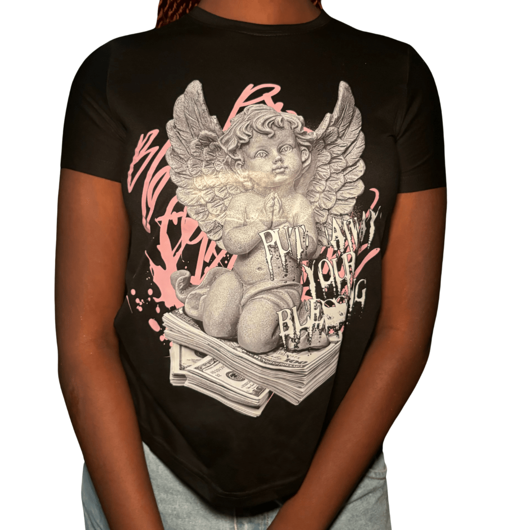 LDB Collections XS “Wings, Words, and Whimsy Black Tee”